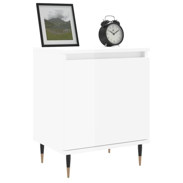 vidaXL Sängbord vit högglans 40x30x50 cm konstruerat trä