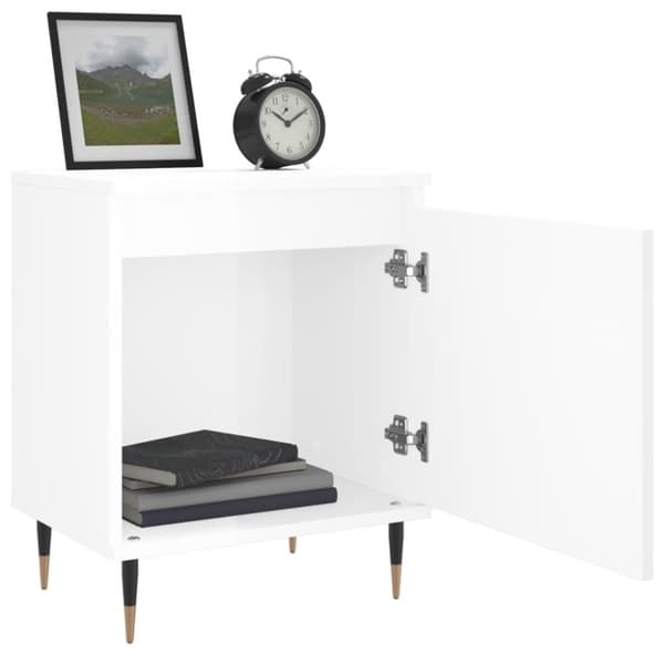 vidaXL Sängbord vit högglans 40x30x50 cm konstruerat trä