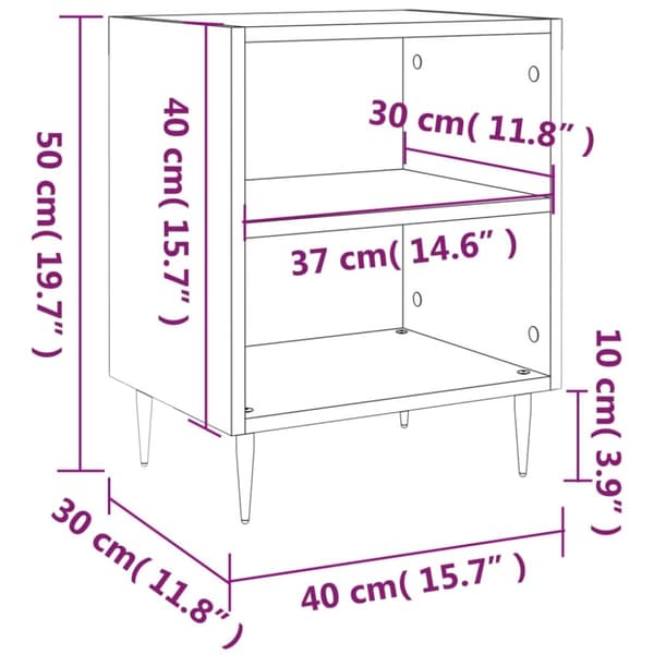 vidaXL Nattbord 2 stk hvit 40x30x50 cm konstruert tre
