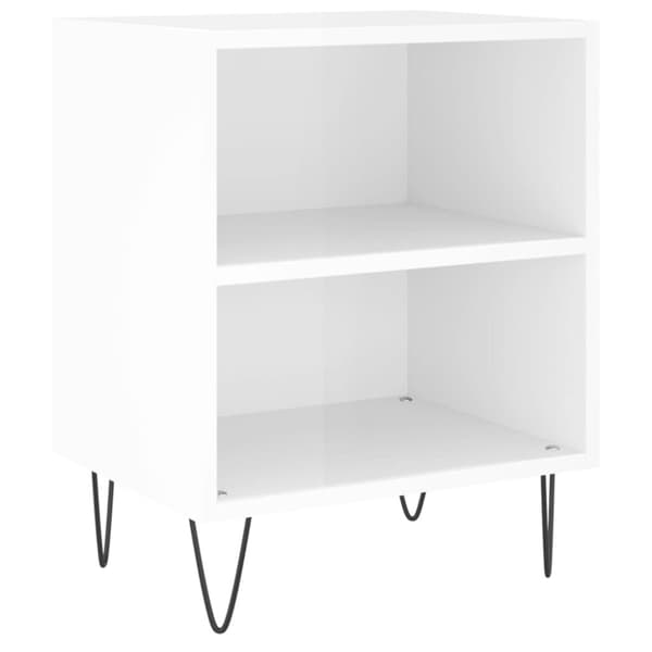 vidaXL sengebord 40x30x50 cm konstrueret træ hvid højglans