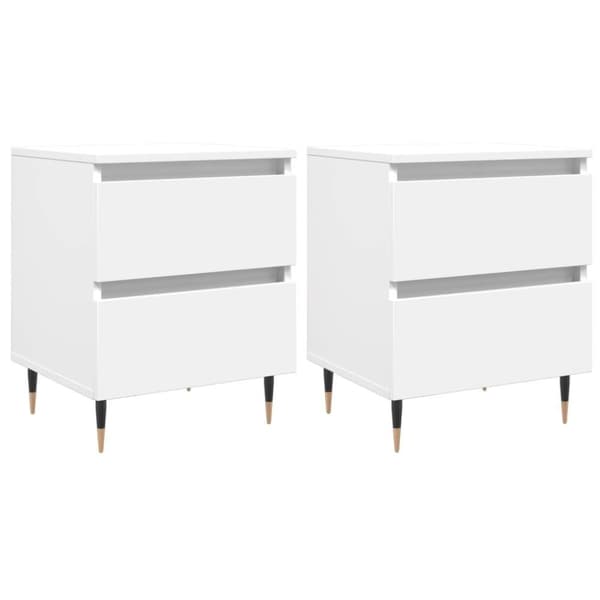 vidaXL sengeborde 2 stk. 40x35x50 cm konstrueret træ hvid
