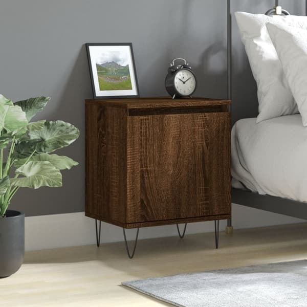 vidaXL sengebord 40x30x50 cm konstrueret træ brun egetræsfarve