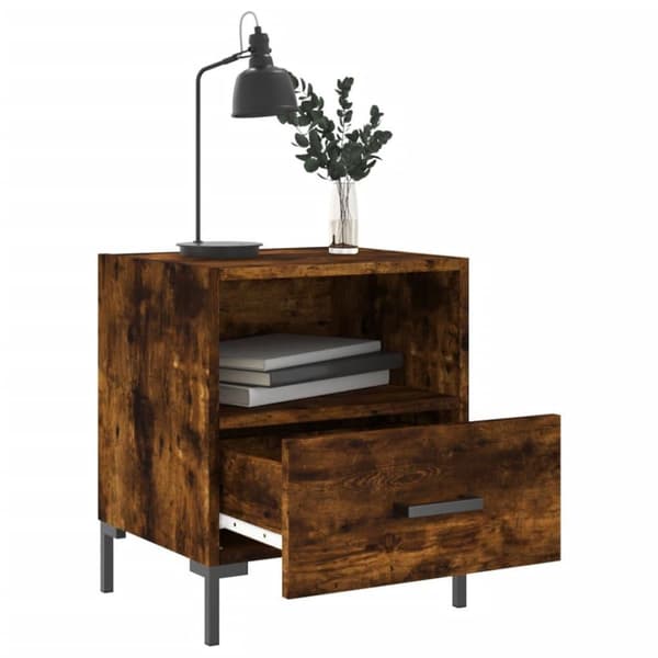 vidaXL sengebord 40x35x47,5 cm konstrueret træ røget egetræ