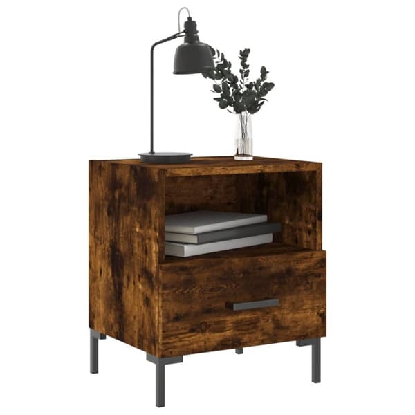 vidaXL sengebord 40x35x47,5 cm konstrueret træ røget egetræ