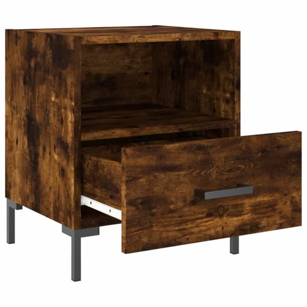 vidaXL sengebord 40x35x47,5 cm konstrueret træ røget egetræ