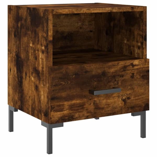 vidaXL sengebord 40x35x47,5 cm konstrueret træ røget egetræ