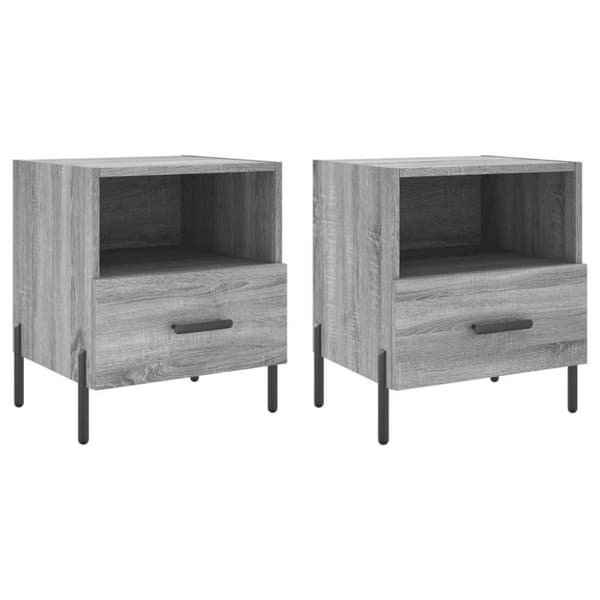 vidaXL Yöpöydät 2 kpl harmaa Sonoma 40x35x47,5 cm tekninen puu