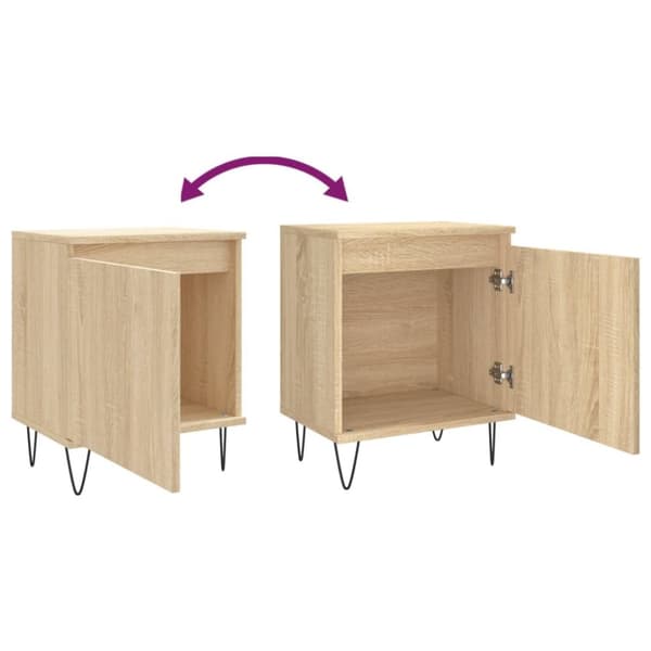 vidaXL sengeborde 2 stk. 40x30x50 cm konstrueret træ sonoma-eg