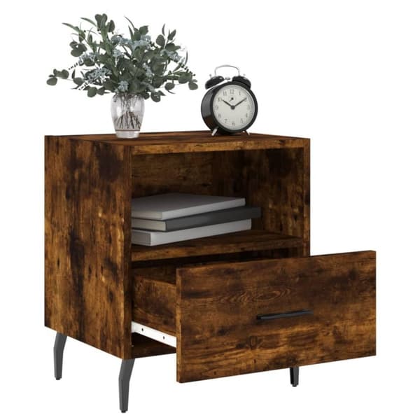 vidaXL Nattbord røkt eik 40x35x47,5 cm konstruert tre