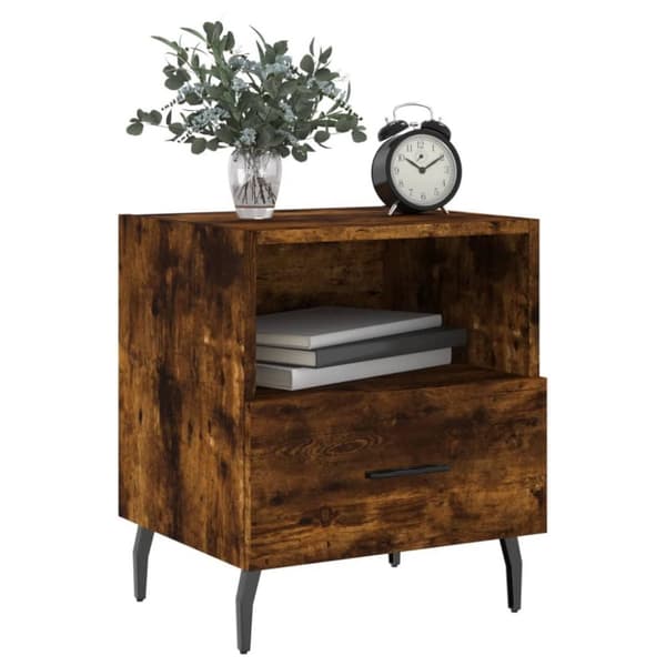 vidaXL Nattbord røkt eik 40x35x47,5 cm konstruert tre