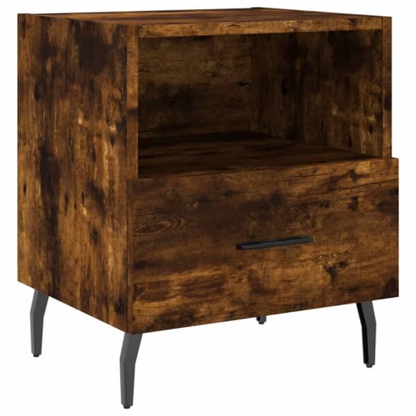 vidaXL Nattbord røkt eik 40x35x47,5 cm konstruert tre