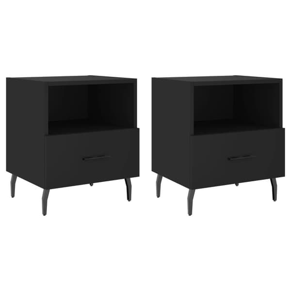 vidaXL Sängbord 2 st svart 40x35x47,5 cm konstruerat trä