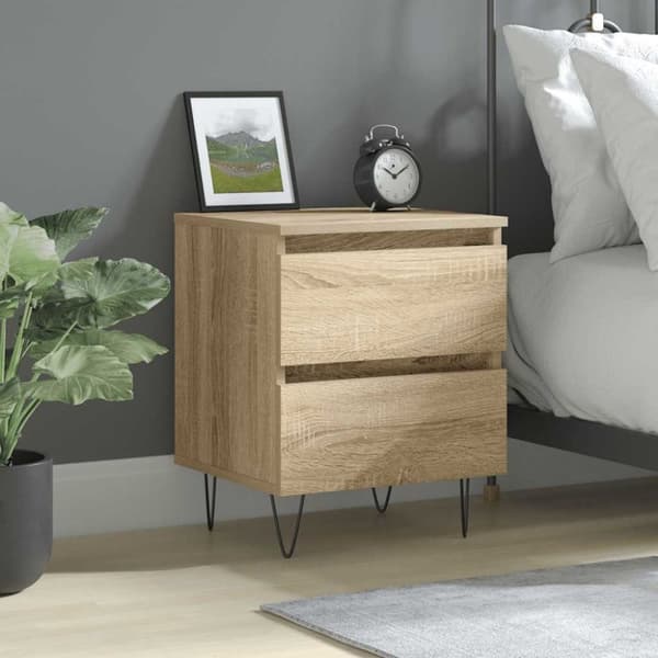 vidaXL sengebord 40x35x50 cm konstrueret træ sonoma-eg