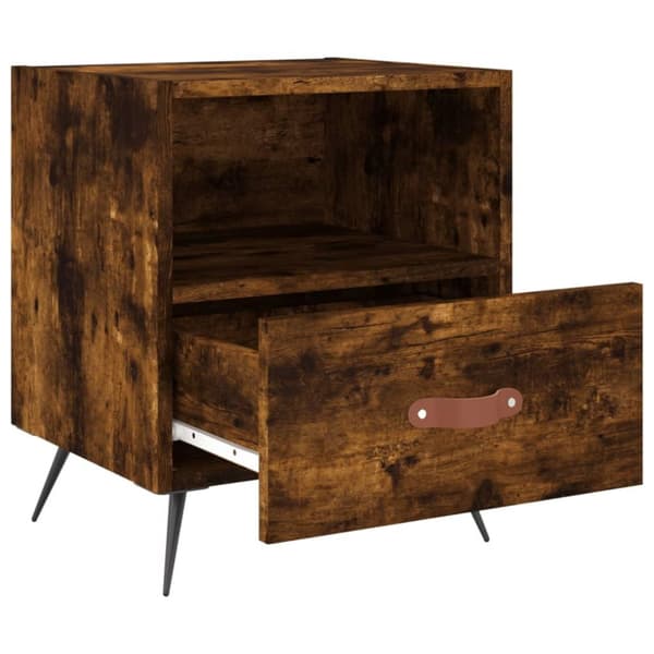 vidaXL sengeborde 2 stk. 40x35x47,5 cm konstrueret træ røget egetræ