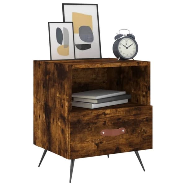 vidaXL sengeborde 2 stk. 40x35x47,5 cm konstrueret træ røget egetræ