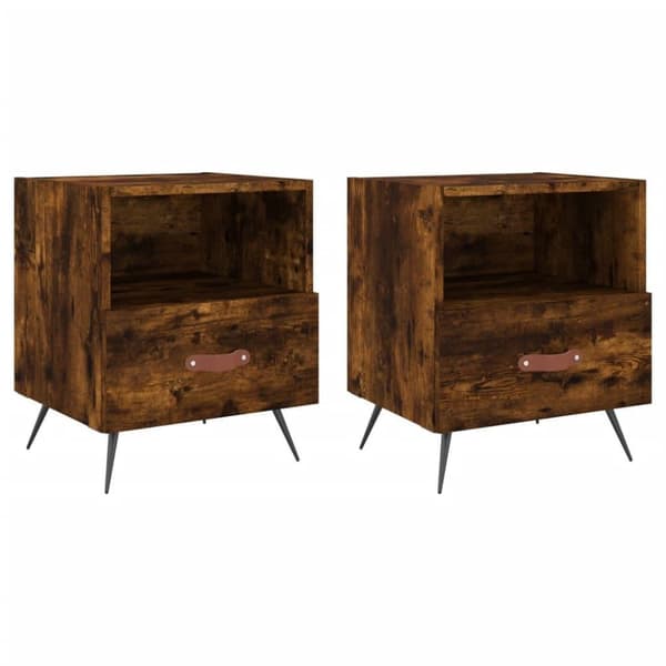vidaXL sengeborde 2 stk. 40x35x47,5 cm konstrueret træ røget egetræ