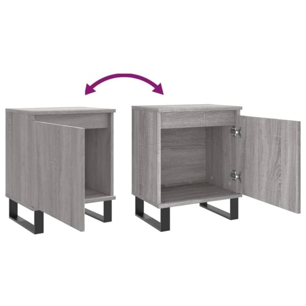 vidaXL sengeborde 2 stk. 40x30x50 cm konstrueret træ grå sonoma-eg