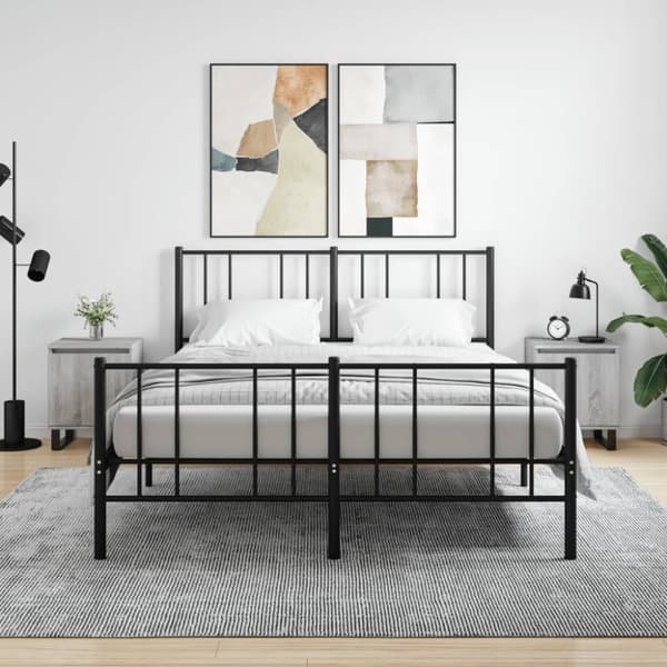 vidaXL sengeborde 2 stk. 40x30x50 cm konstrueret træ grå sonoma-eg