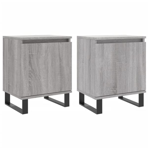 vidaXL sengeborde 2 stk. 40x30x50 cm konstrueret træ grå sonoma-eg