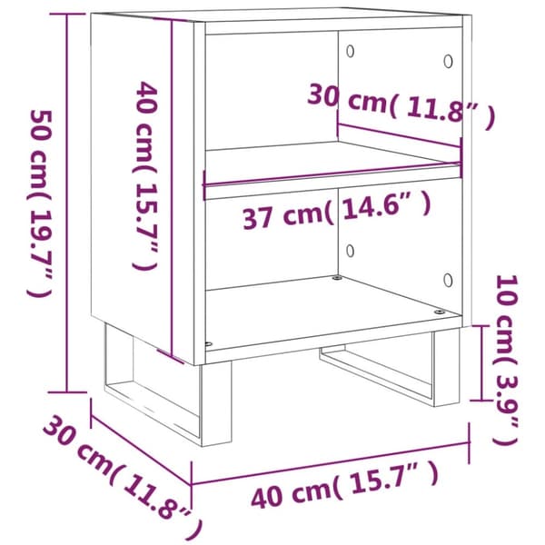 vidaXL Nattbord 2 stk sonoma eik 40x30x50 cm konstruert tre