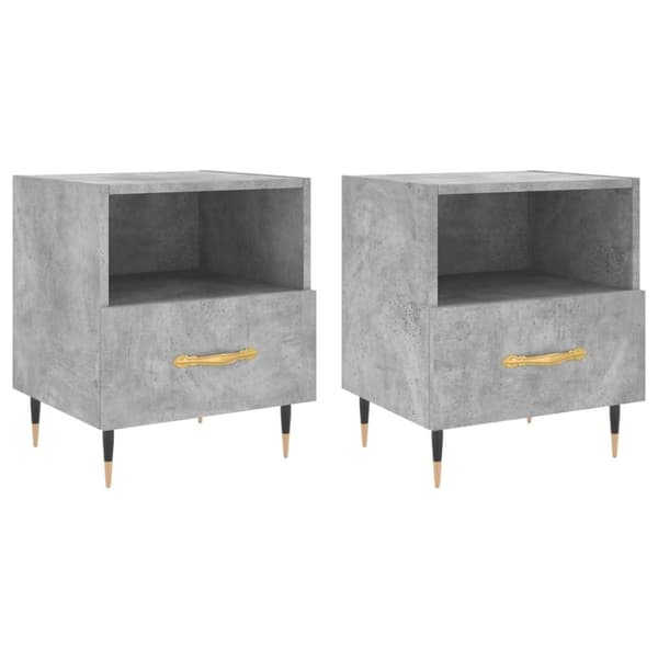 vidaXL sengeborde 2 stk. 40x35x47,5 cm konstrueret træ betongrå