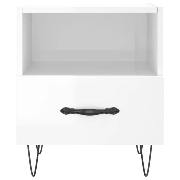vidaXL sengebord 40x35x47,5 cm konstrueret træ hvid højglans