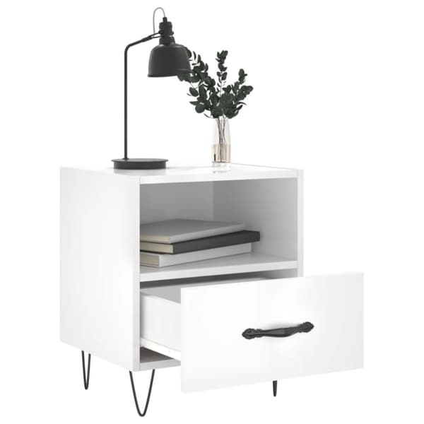 vidaXL sengebord 40x35x47,5 cm konstrueret træ hvid højglans