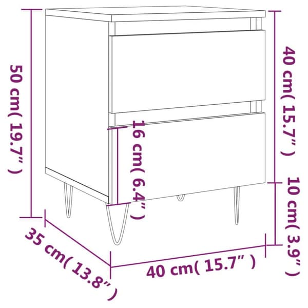 vidaXL Nattbord hvit 40x35x50 cm konstruert tre