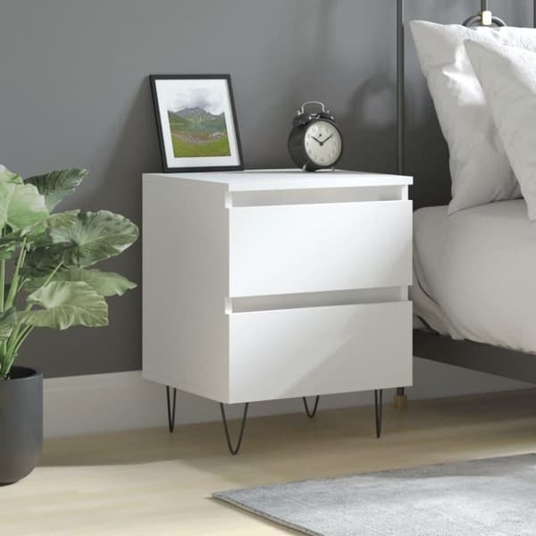 vidaXL Nattbord hvit 40x35x50 cm konstruert tre