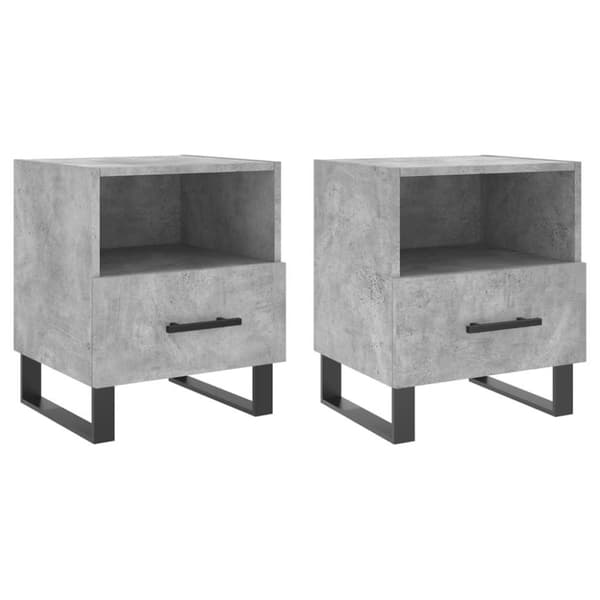 vidaXL Nattbord 2 stk betonggrå 40x35x47,5 cm konstruert tre