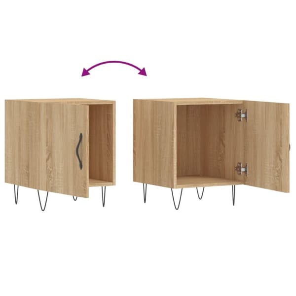 vidaXL sengebord 40x40x50 cm konstrueret træ sonoma-eg