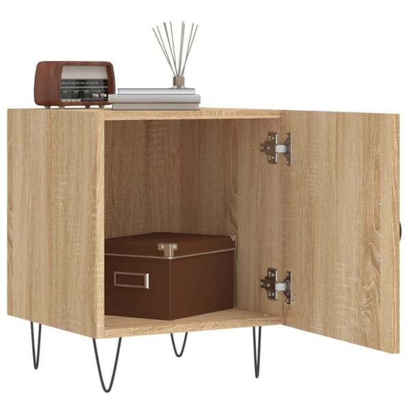 vidaXL sengebord 40x40x50 cm konstrueret træ sonoma-eg