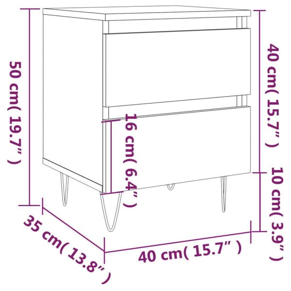 vidaXL sengebord 40x35x50 cm konstrueret træ grå sonoma-eg