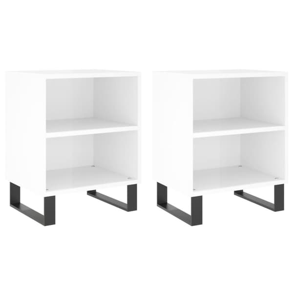 vidaXL Nattbord 2 stk høyglans hvit 40x30x50 cm konstruert tre