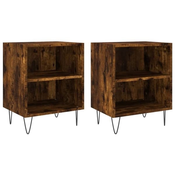vidaXL sengeborde 2 stk. 40x30x50 cm konstrueret træ røget egetræ