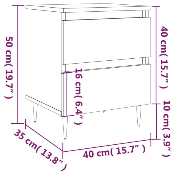 vidaXL Nattbord brun eik 40x35x50 cm konstruert tre