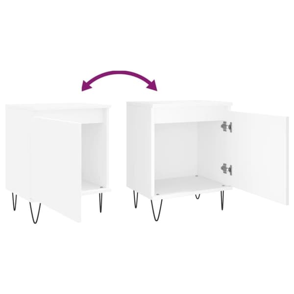 vidaXL Nattbord 2 stk hvit 40x30x50 cm konstruert tre