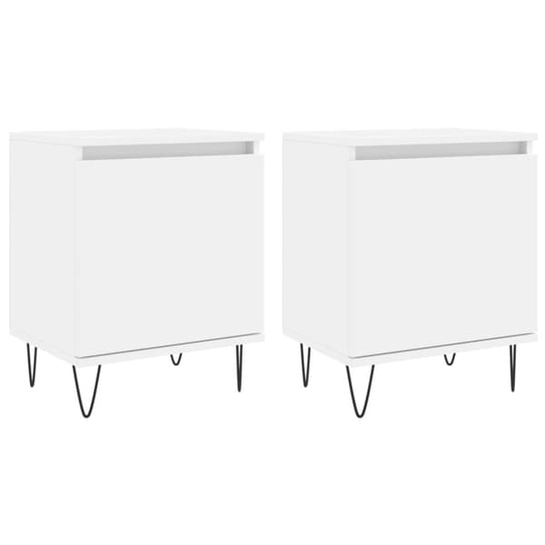 vidaXL Nattbord 2 stk hvit 40x30x50 cm konstruert tre
