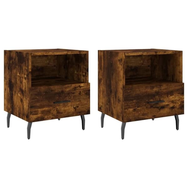 vidaXL Nattbord 2 stk røkt eik 40x35x47,5 cm konstruert tre