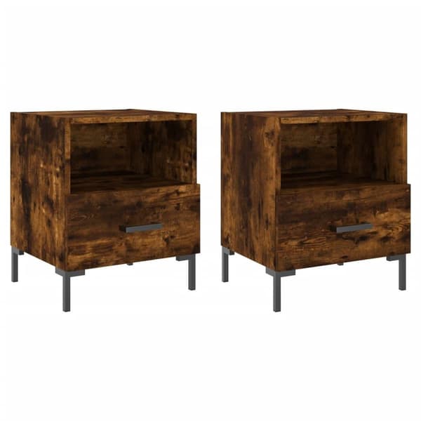 vidaXL Nattbord 2 stk røkt eik 40x35x47,5 cm konstruert tre