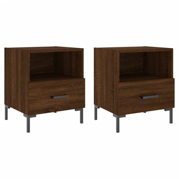 vidaXL sengeborde 2 stk. 40x35x47,5 cm konstrueret træ brunt egetræ