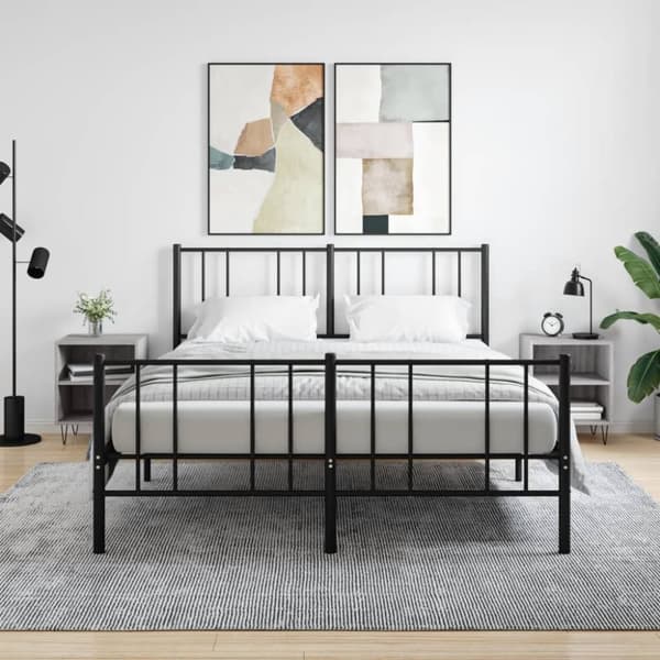 vidaXL sengeborde 2 stk. 40x30x50 cm konstrueret træ grå sonoma-eg