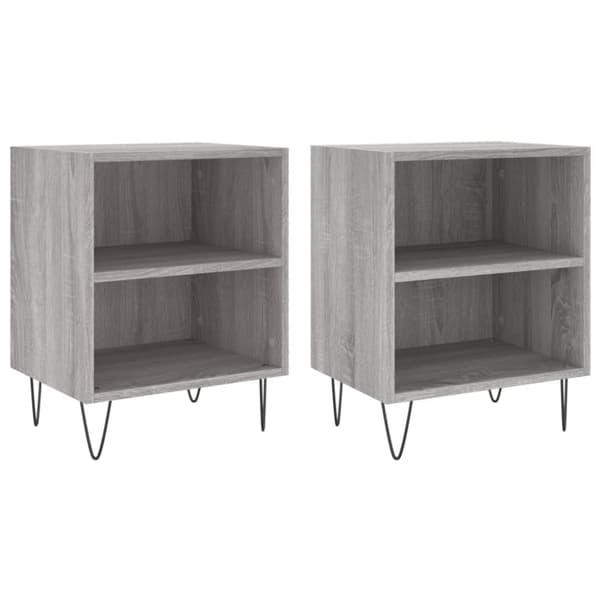 vidaXL sengeborde 2 stk. 40x30x50 cm konstrueret træ grå sonoma-eg