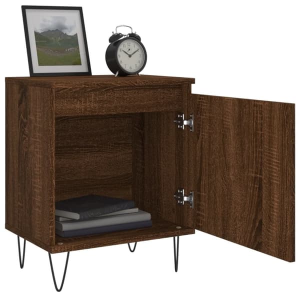 vidaXL sengeborde 2 stk. 40x30x50 cm konstrueret træ brunt egetræ