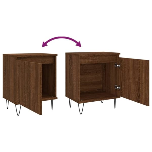 vidaXL sengeborde 2 stk. 40x30x50 cm konstrueret træ brunt egetræ