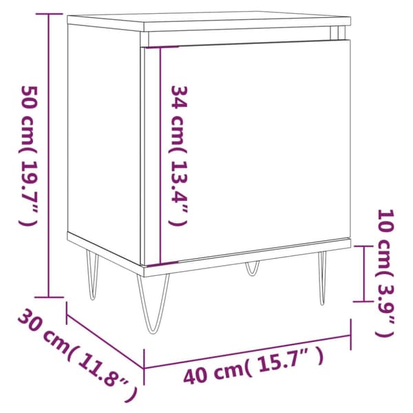 vidaXL sengeborde 2 stk. 40x30x50 cm konstrueret træ brunt egetræ