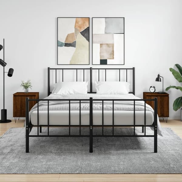 vidaXL sengeborde 2 stk. 40x30x50 cm konstrueret træ brunt egetræ
