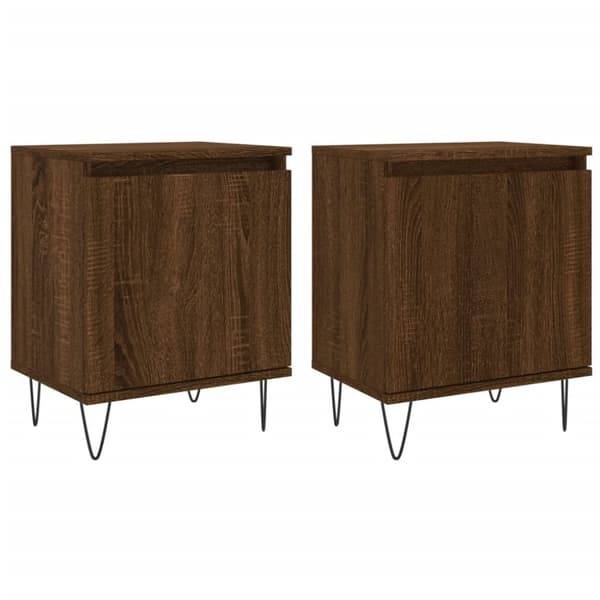 vidaXL sengeborde 2 stk. 40x30x50 cm konstrueret træ brunt egetræ