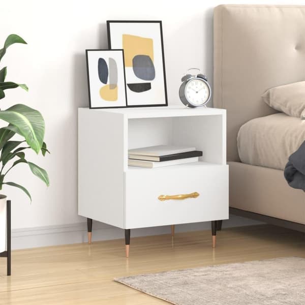 vidaXL sengebord 40x35x47,5 cm konstrueret træ hvid