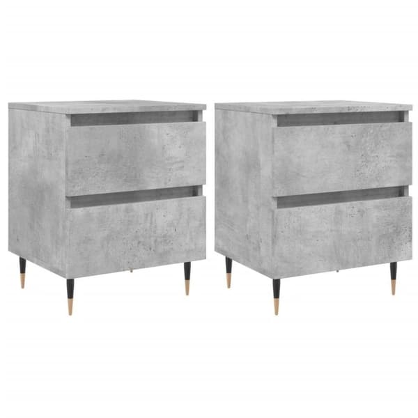 vidaXL Yöpöydät 2 kpl betoninharmaa 40x35x50 cm tekninen puu